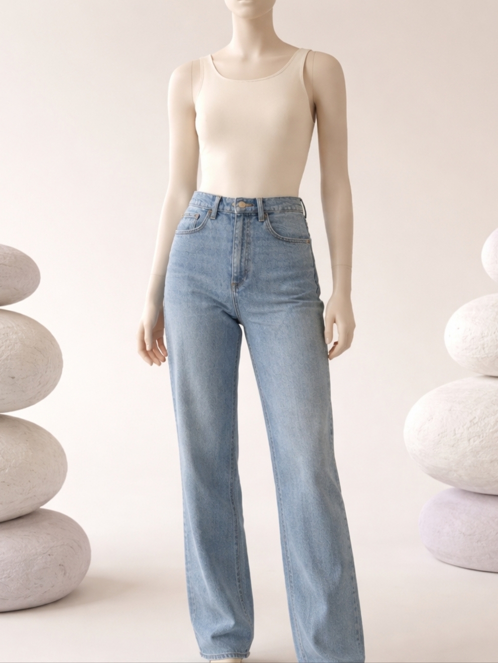High-Rise Straight Leg Women’s Jeans in Light Blue